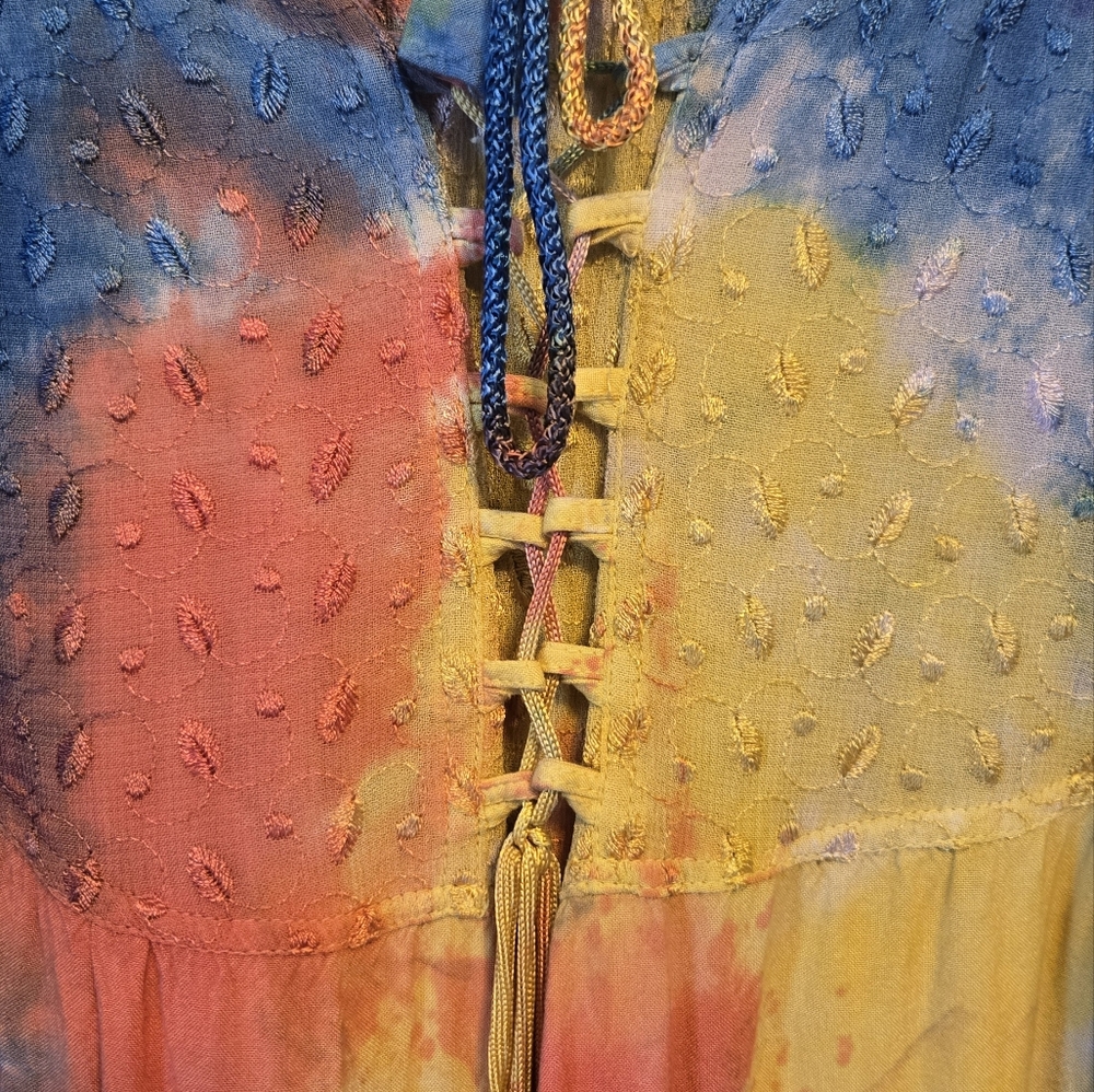 Colorful Textured Skirt with Lace-Up Detail